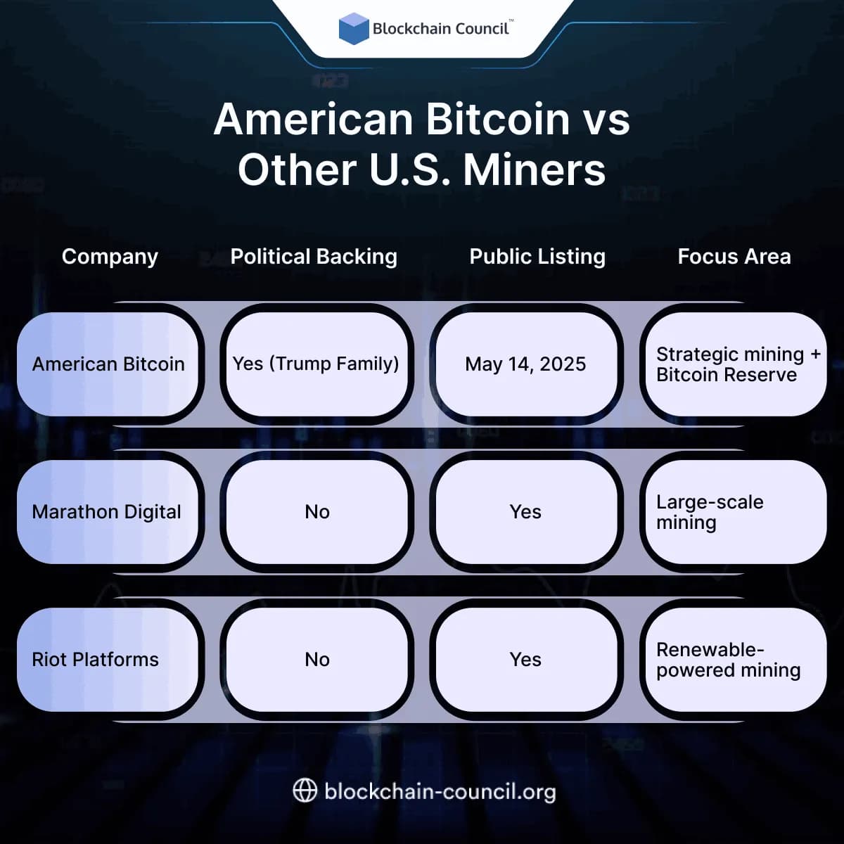 American Bitcoin vs Other U.S. Miners