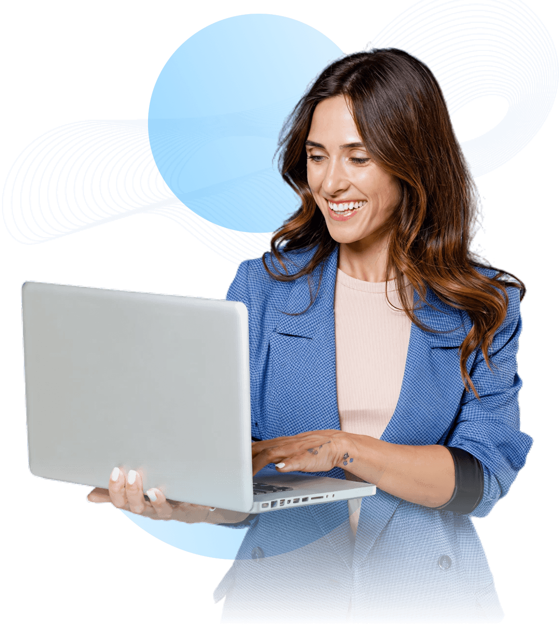 Blockchain certification professional studying on laptop with connected network