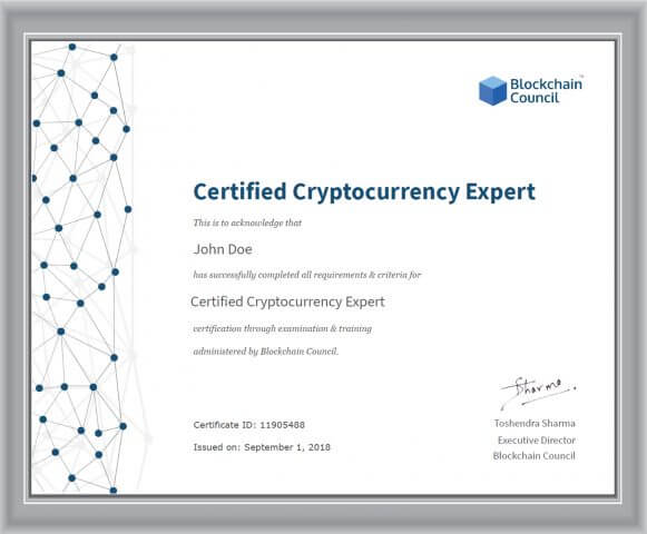 crypto currency certificate