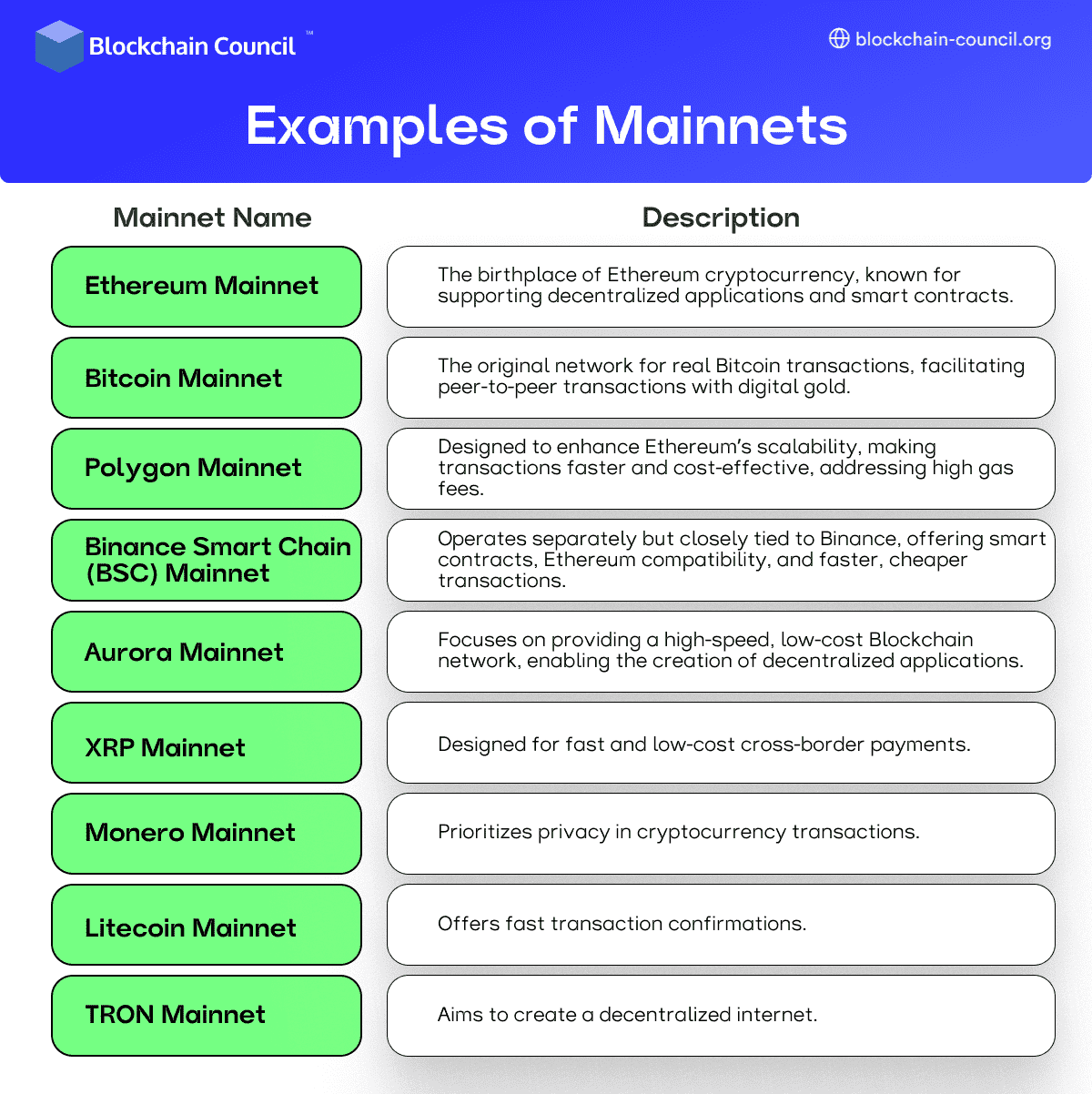 Examples of Mainnets